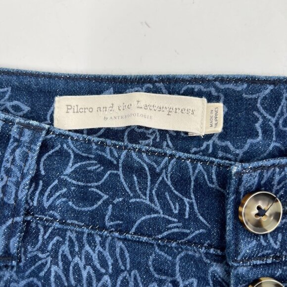 Pilcro and the Letterpress Blue Floral Print High Rise Jeans | Excellent Conditi - Picture 5 of 11